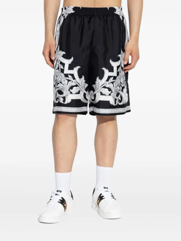 VIP【関税送料無料】希少 VERSACE BAROCCO PRINT SILK SHORTS Barocco Silk Shorts Black,Print | VERSACE CA