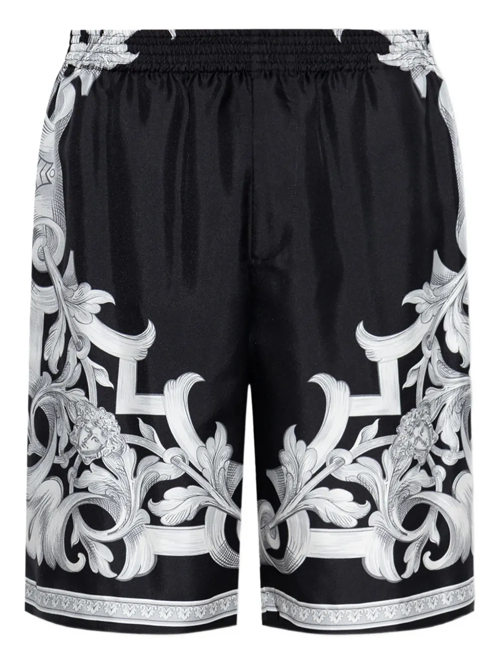 Versace Barocco-print silk shorts Zwart