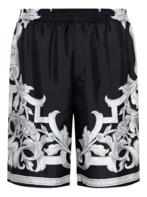 ヴェルサーチ　シルクショートパンツブラックラベル バロッコシルク ショートパンツ ブラック,プリント | VERSACE JP