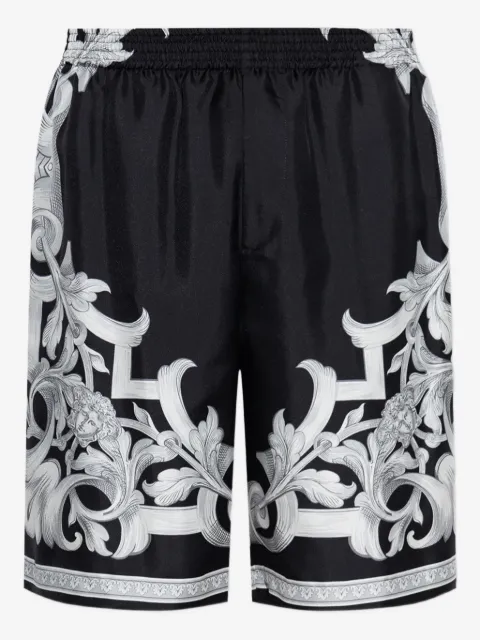 Versace Shorts aus Seide mit Barocco-Print