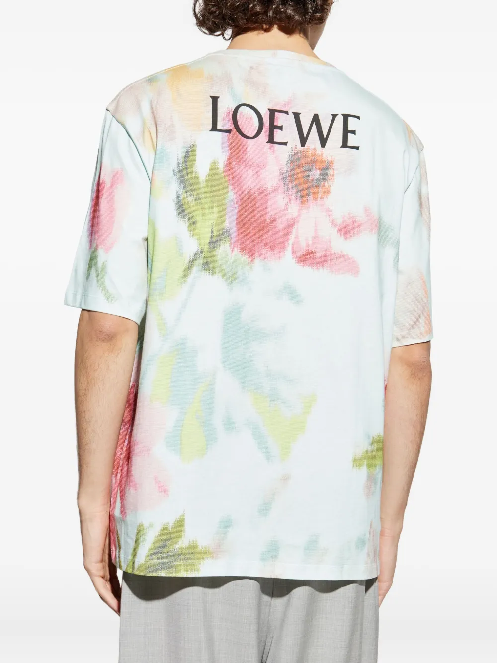 LOEWE Katoenen T-shirt met bloemenprint Blauw