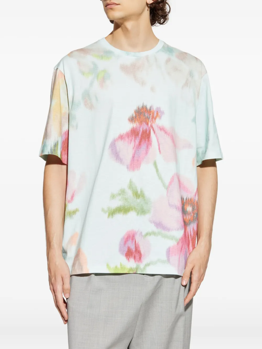 LOEWE Katoenen T-shirt met bloemenprint Blauw