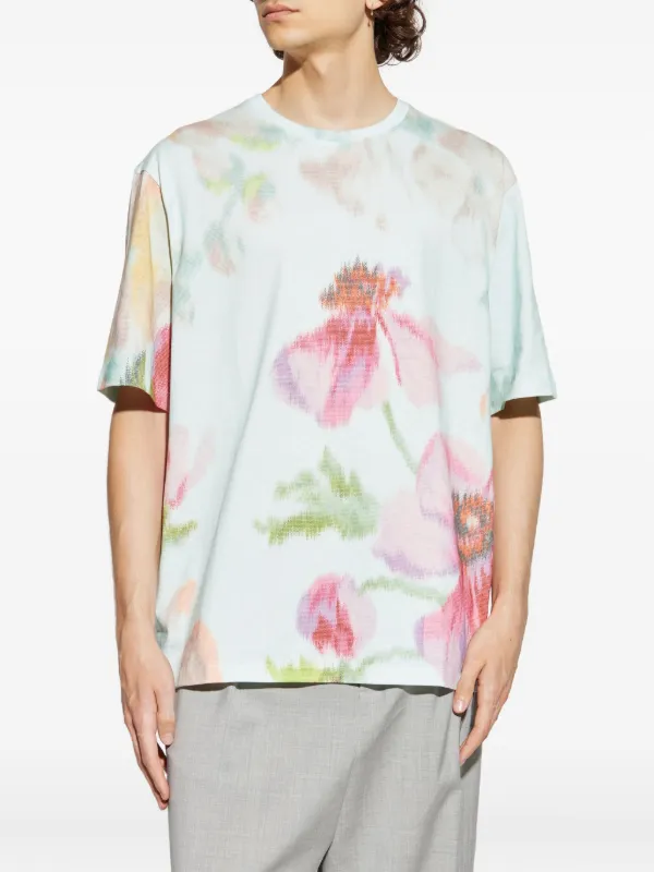 LOEWE floral-print Cotton T-shirt | Blue | FARFETCH