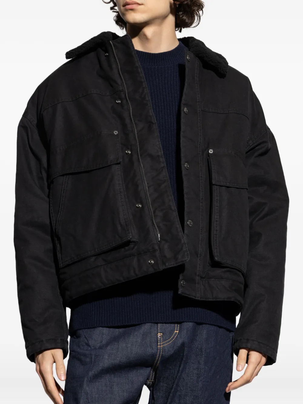 DSQUARED2 Bomberjack met imitatiebont Zwart