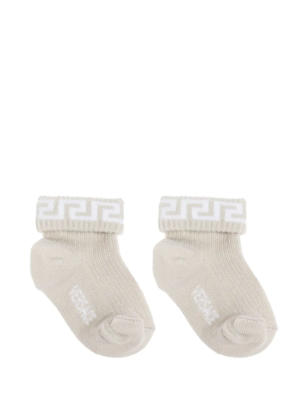 Versace Kids Vier paar sokken met Grieks patroon Grijs