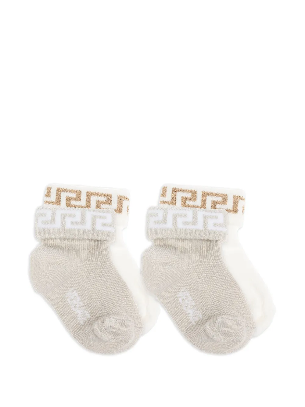 Versace Kids Vier paar sokken met Grieks patroon Grijs