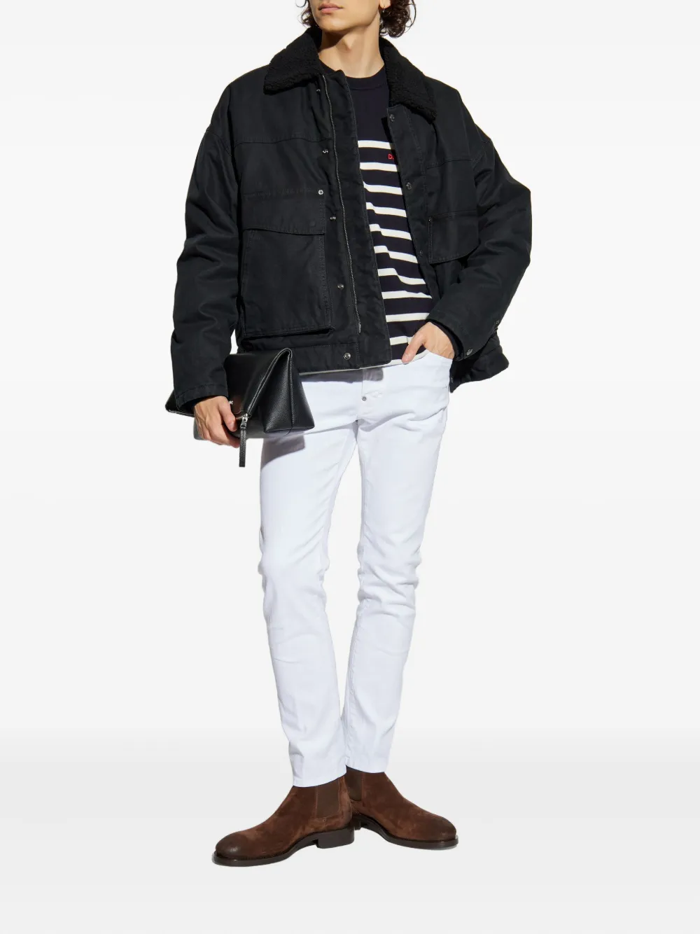DSQUARED2 label-detail cotton trousers | Cropped Trousers | Image 2