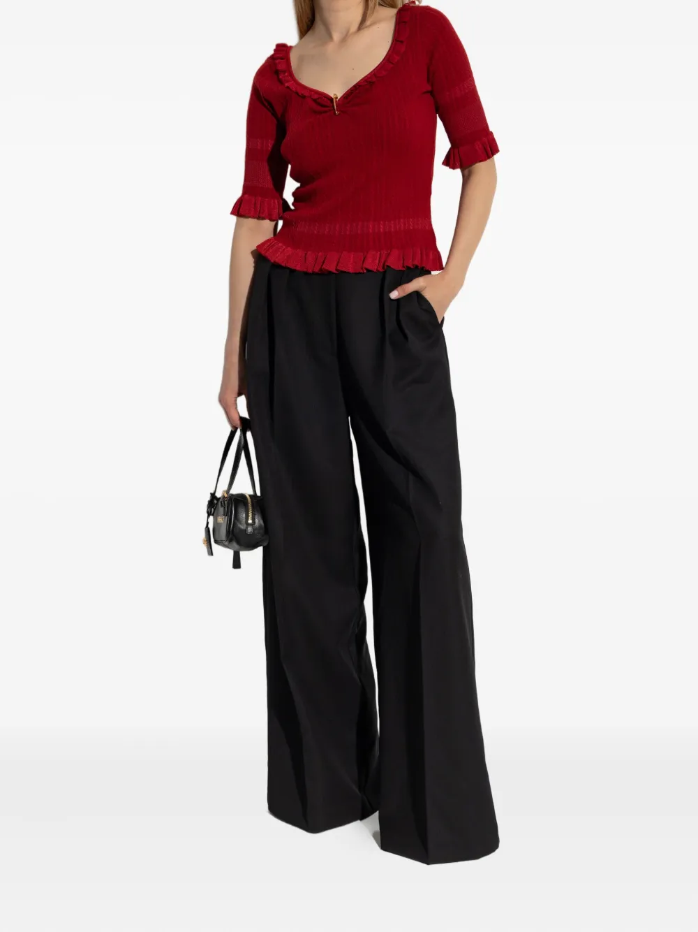 Versace top de canalé con ribete de volantes | Chalecos y camisetas | Image 2