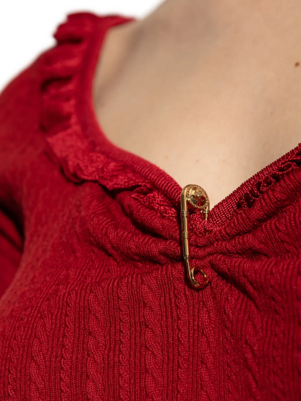 Versace Geribbelde top met franje Rood