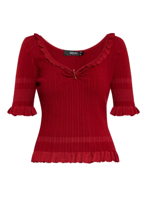 Versace frill-trimmed ribbed top