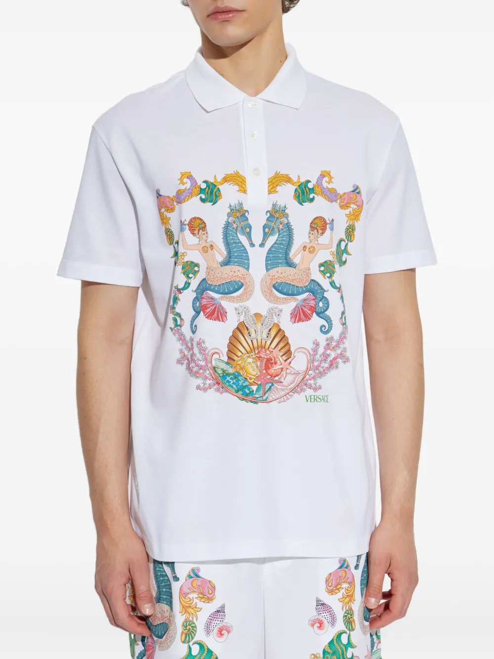 Versace Poloshirt met grafische print Wit