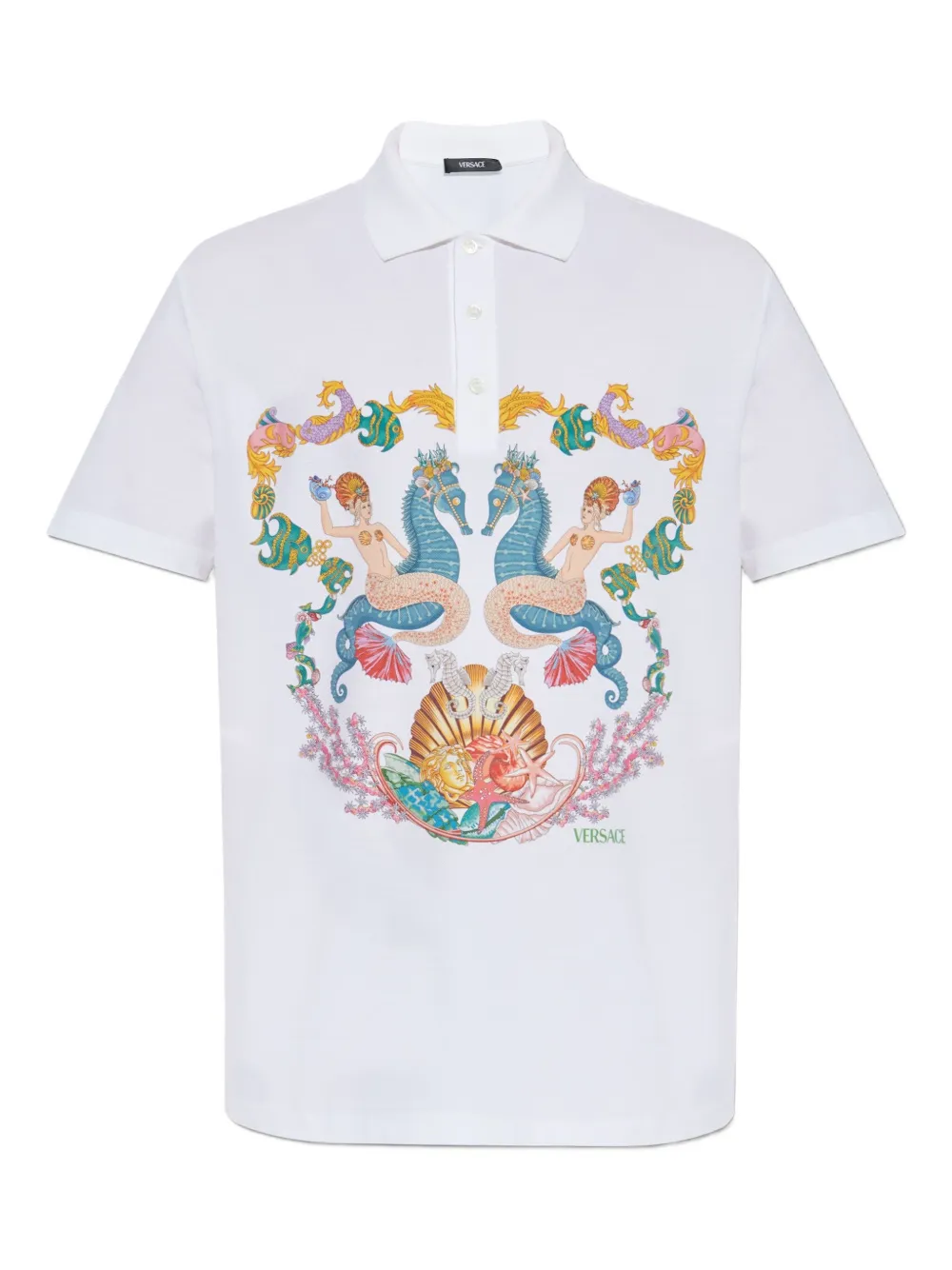 Versace Poloshirt met grafische print Wit