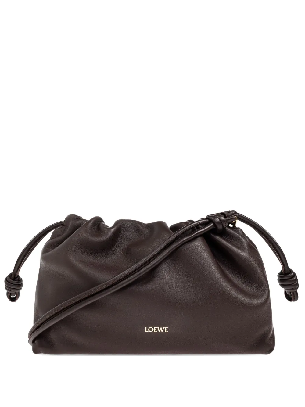 LOEWE Medium Flamenco leren clutch 0018 DARK BROWNIE