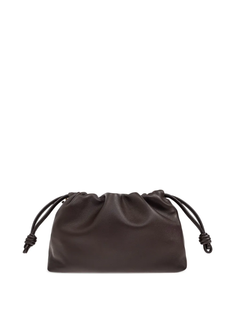 LOEWE Medium Flamenco leren clutch 0018 DARK BROWNIE