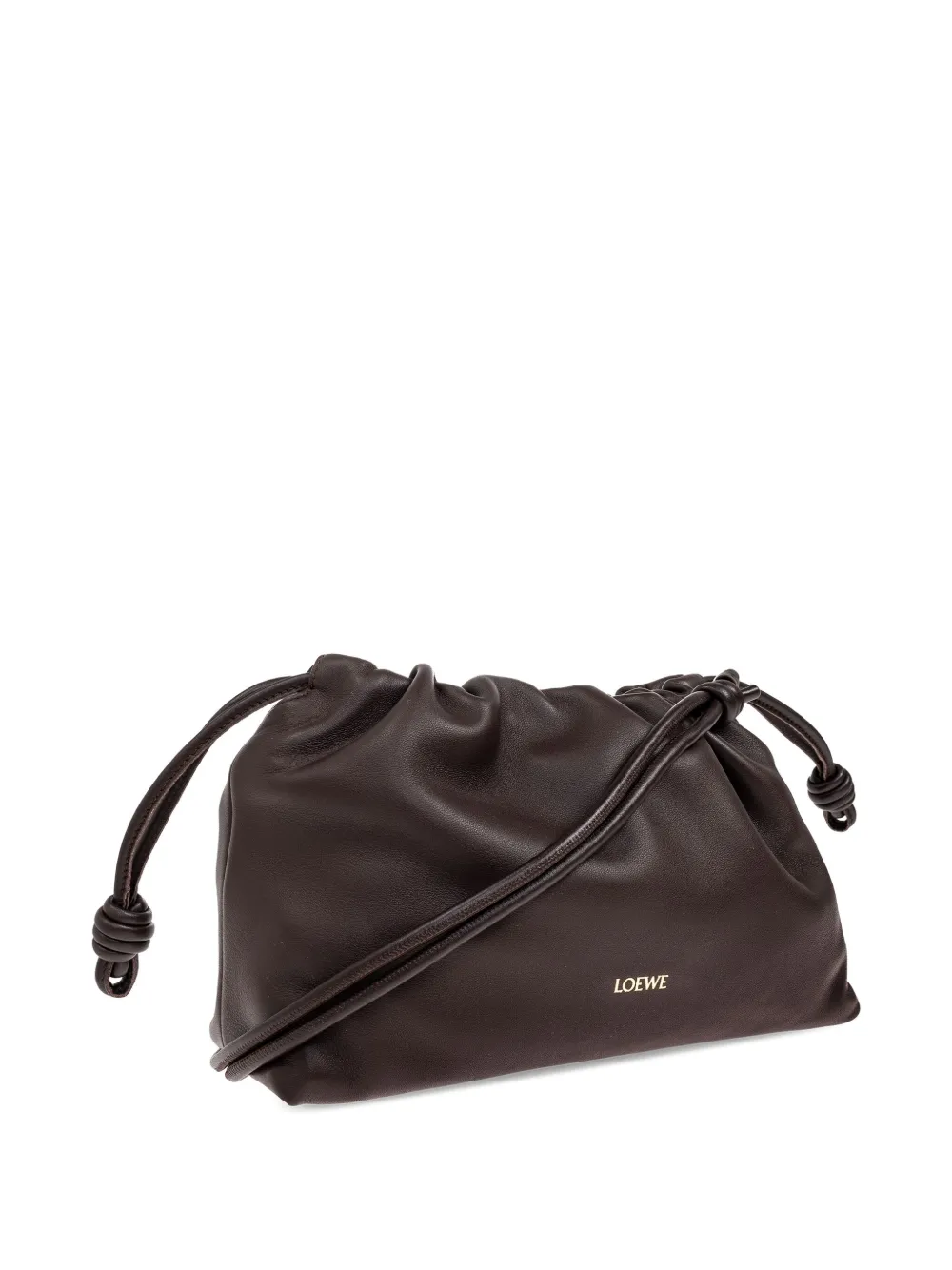 LOEWE Medium Flamenco leren clutch 0018 DARK BROWNIE
