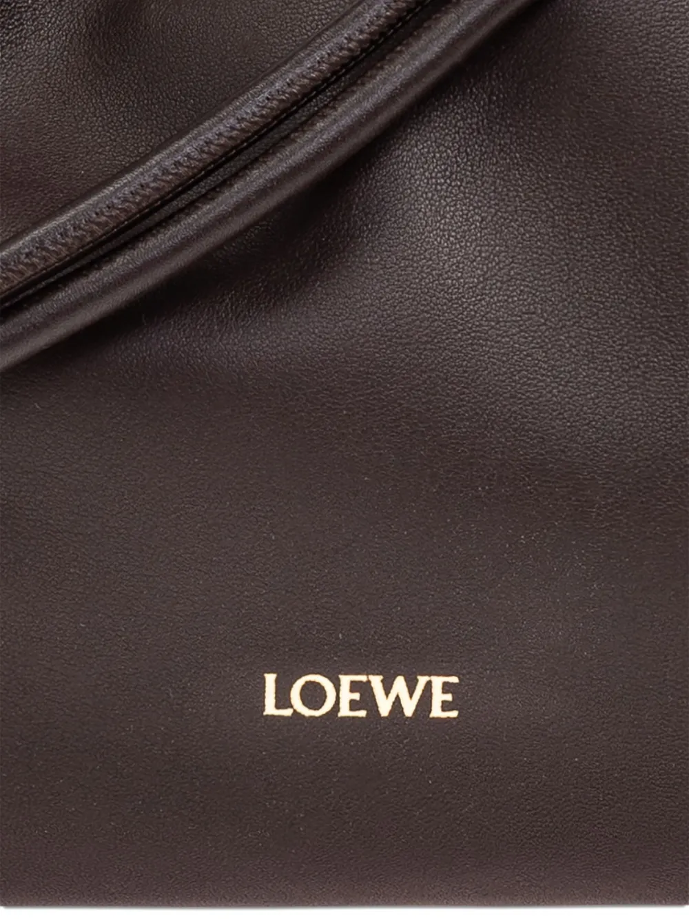 LOEWE Medium Flamenco leren clutch 0018 DARK BROWNIE