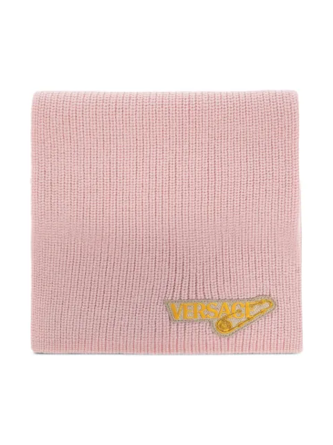 Versace Kids logo-patch ribbed-knit scarf