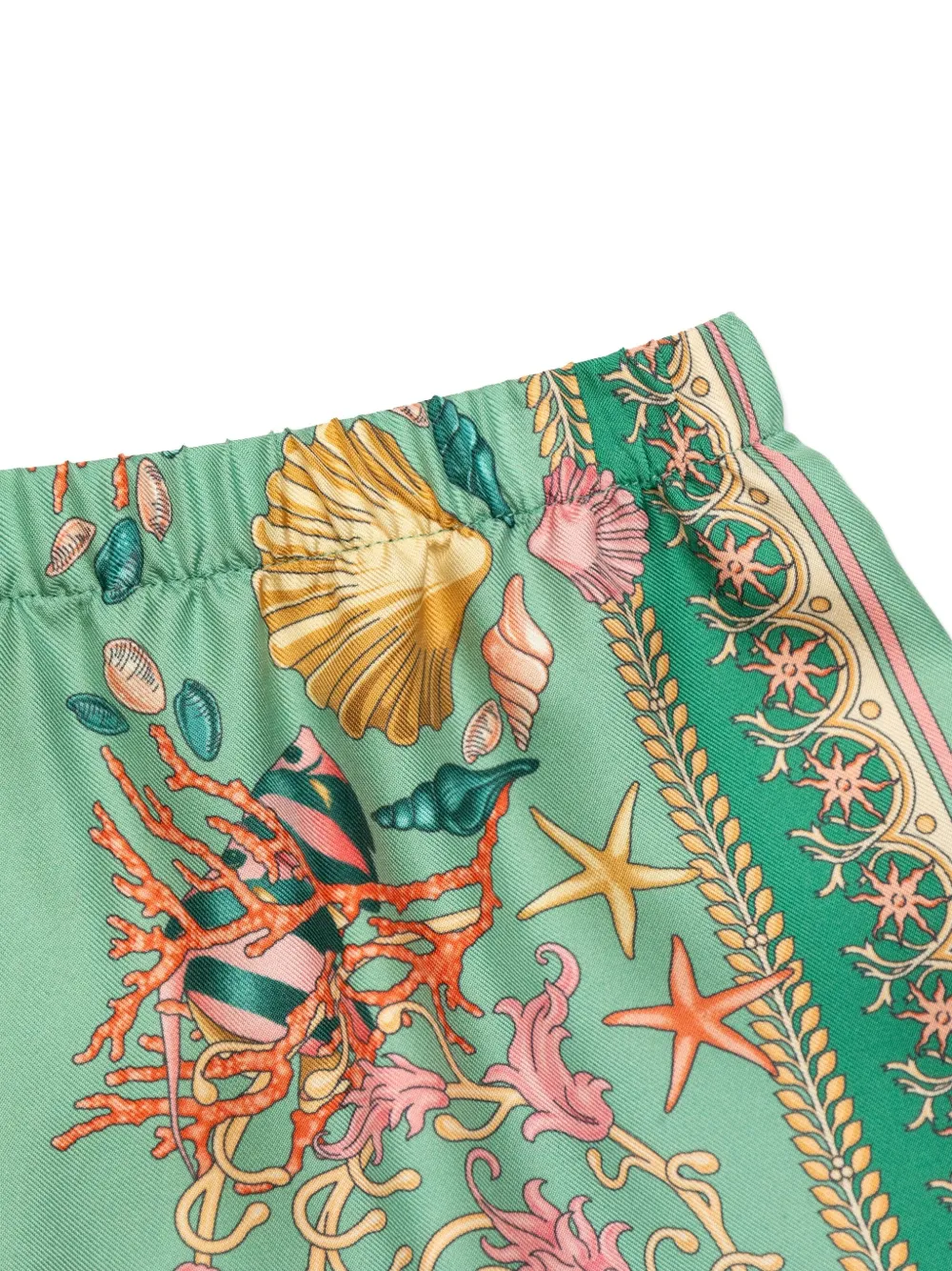 Versace Kids Underwater Barocco shorts met ruches Groen