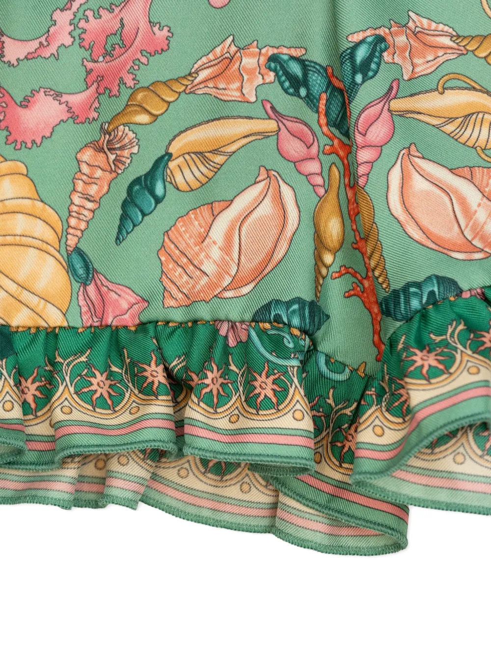 Versace Kids Underwater Barocco shorts met ruches Groen