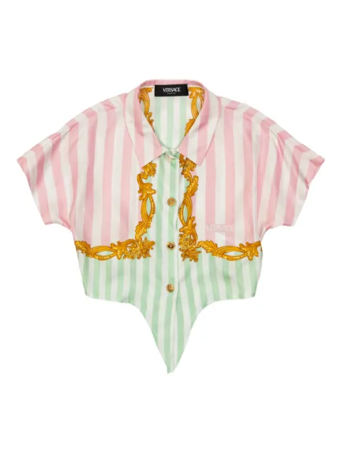 Versace Kids striped embroidered cropped shirt