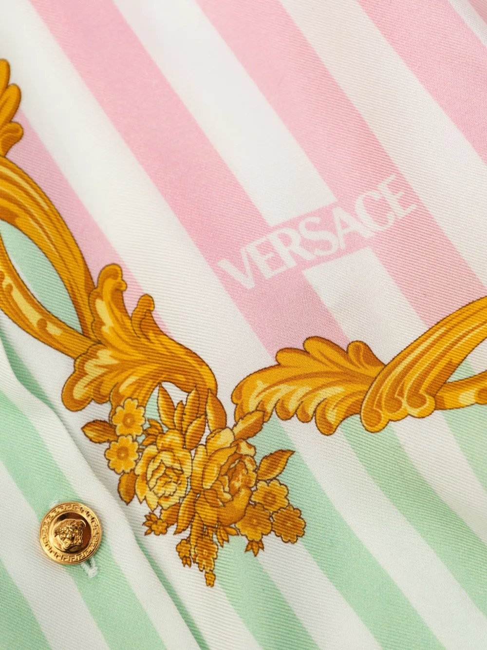 Versace Kids Gestreept cropped T-shirt met borduurwerk Roze
