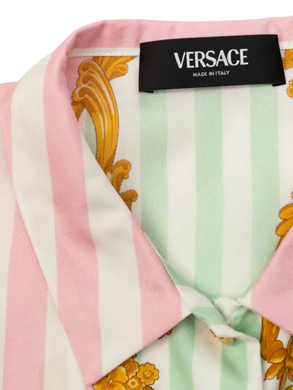 Versace Kids ストライプ クロップドシャツ | ピンク | FARFETCH JP