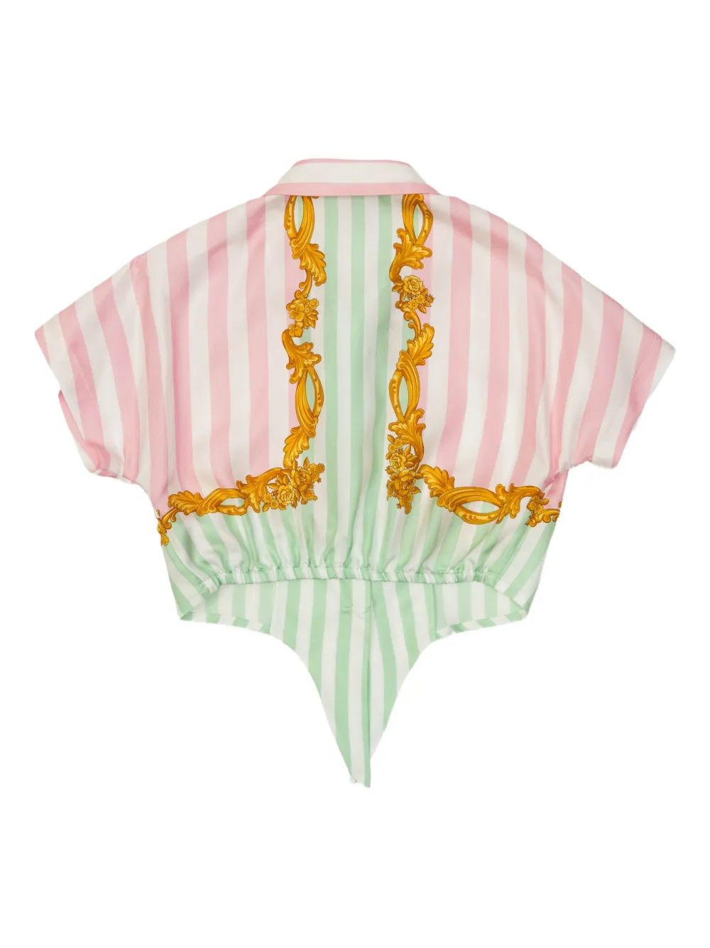 Versace Kids Gestreept cropped T-shirt met borduurwerk Roze