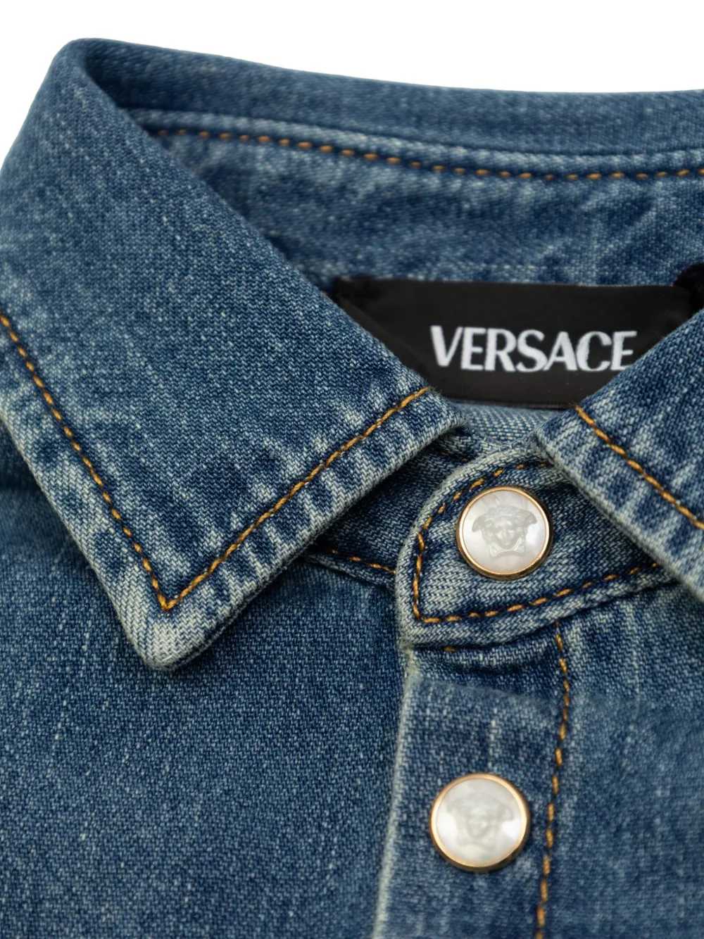 Versace Kids Spijkershirt met knopen Blauw