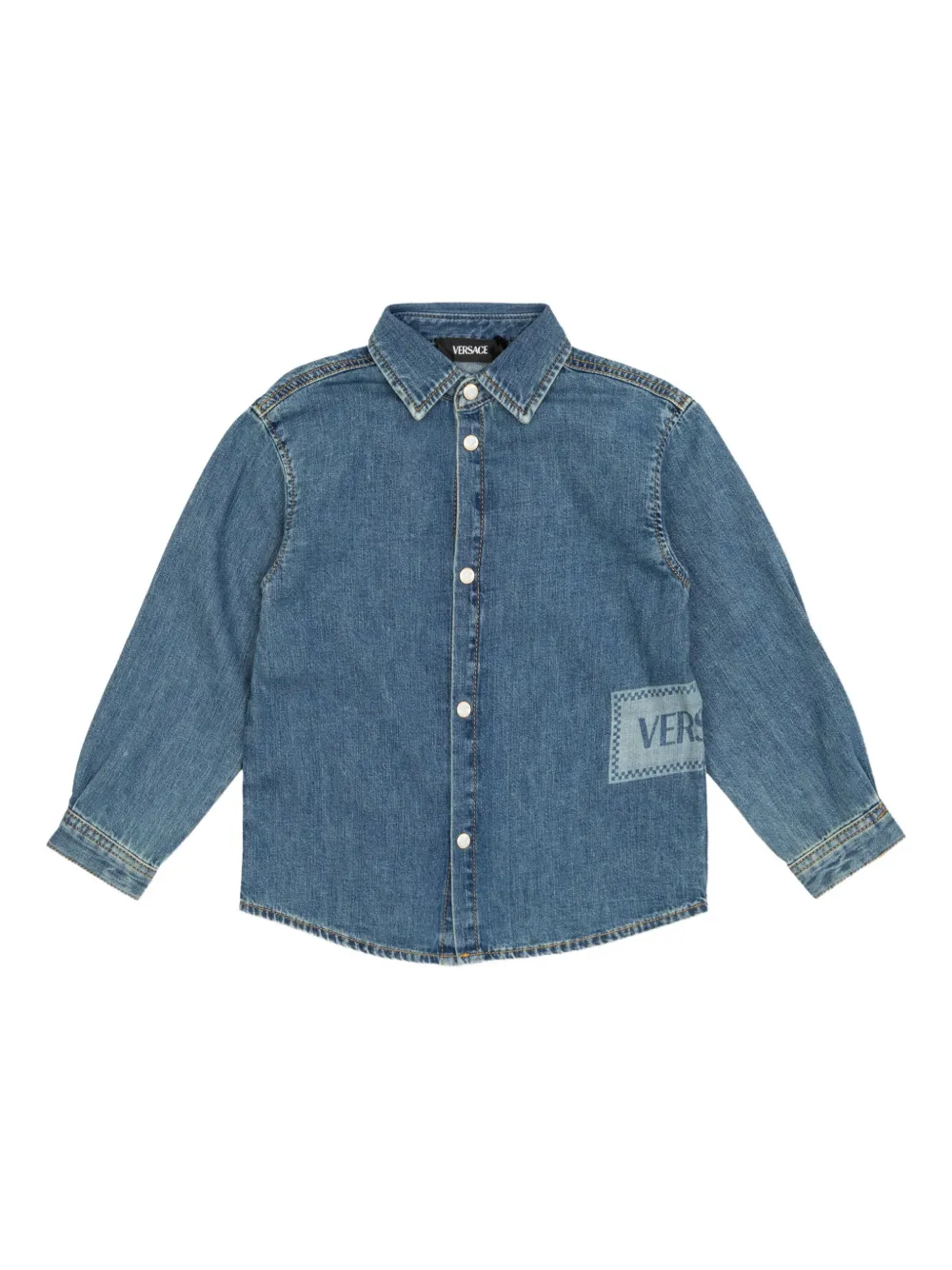 Versace Kids Spijkershirt met knopen Blauw