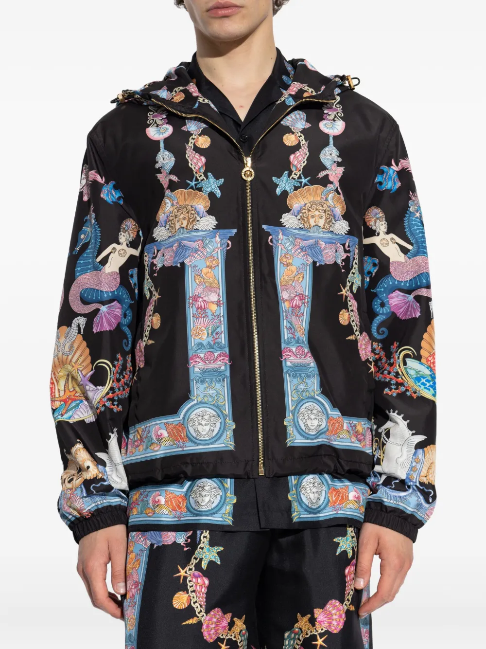 Versace Coral Theatre jack met capuchon Zwart