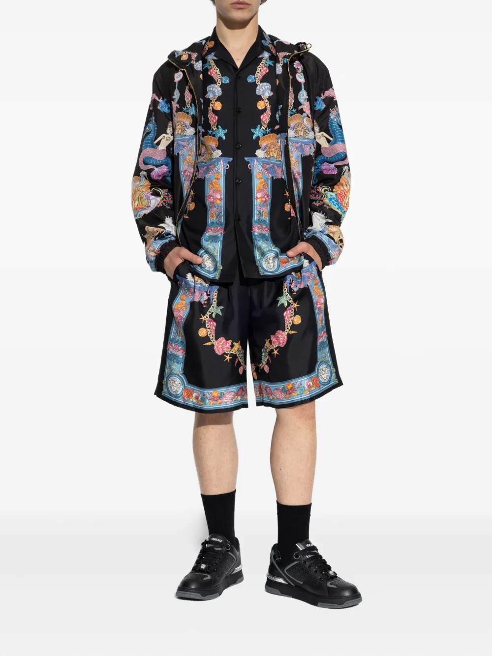 Versace Coral Theatre jack met capuchon Zwart