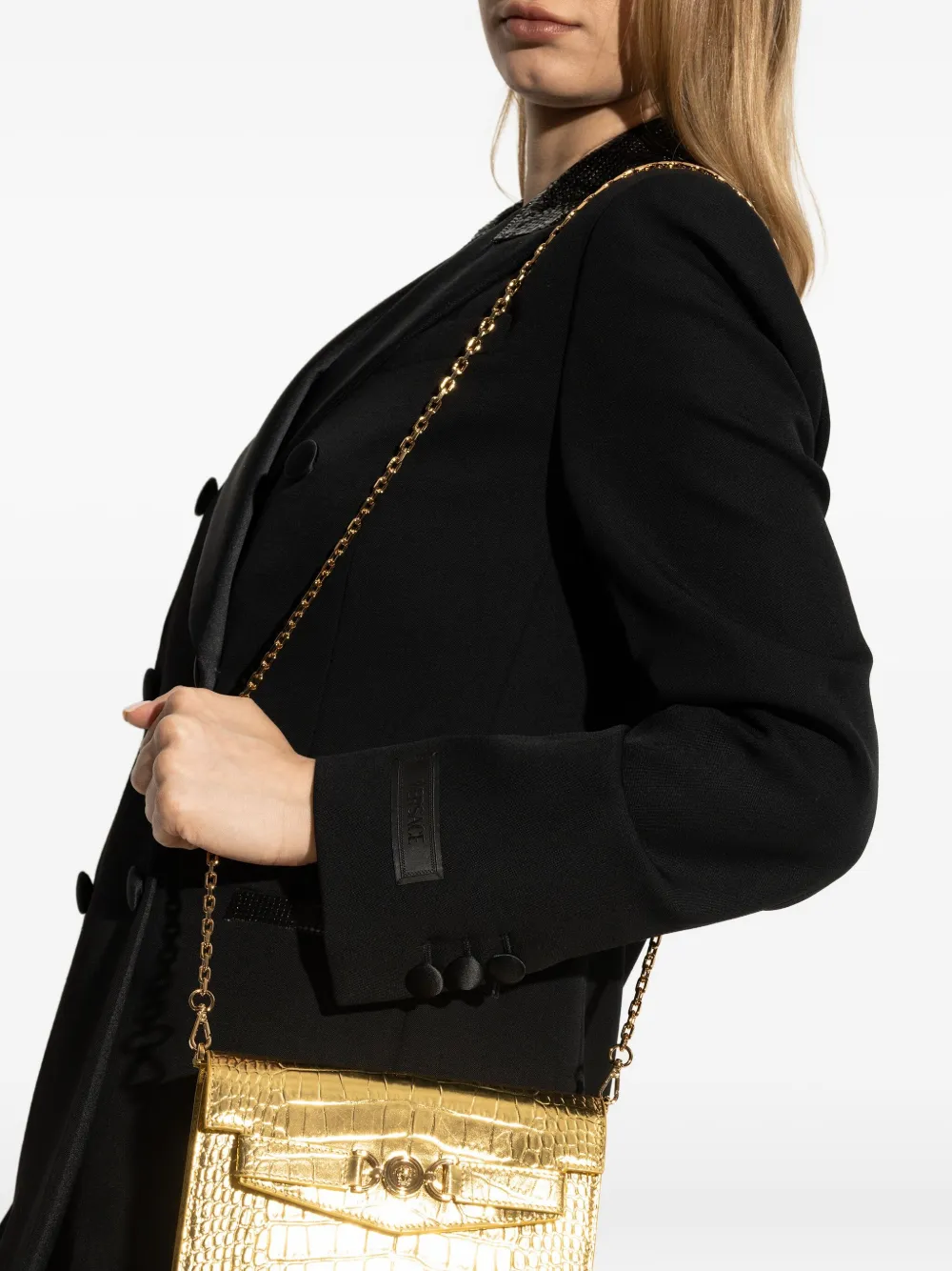 Versace Medusa '95 clutch met krokodillen-reliëf Goud