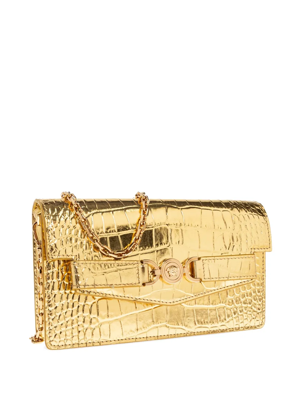Versace Medusa '95 clutch met krokodillen-reliëf Goud