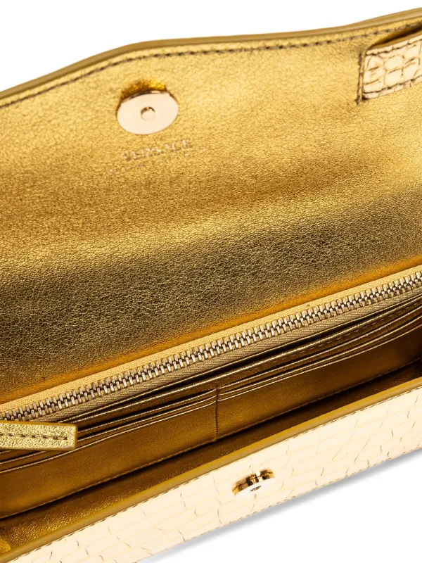 Versace Medusa '95 crocodile-effect Clutch Bag | Gold | FARFETCH