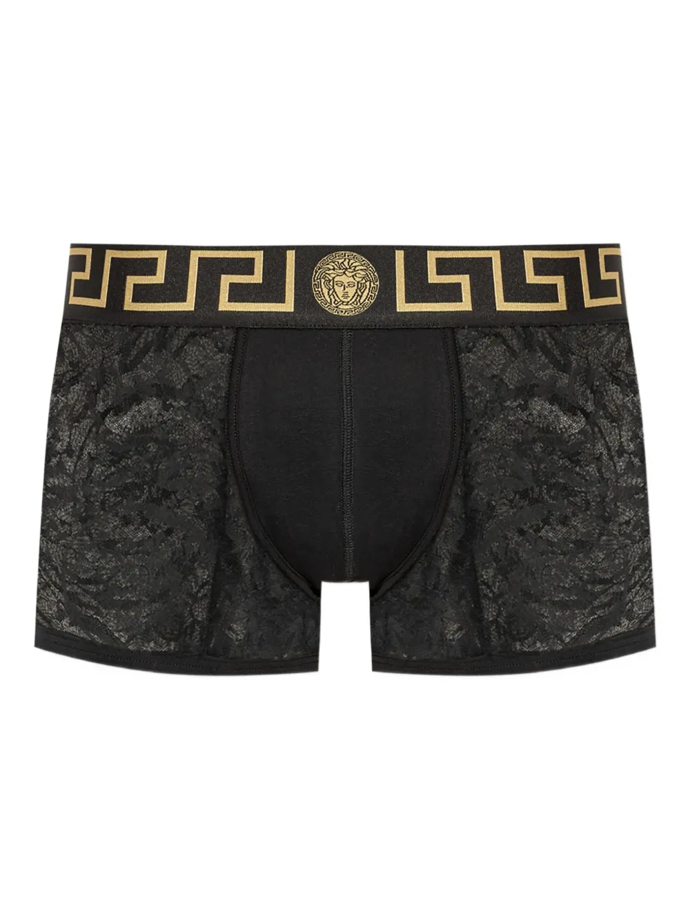 Versace Grecca-waistband lace boxers Zwart