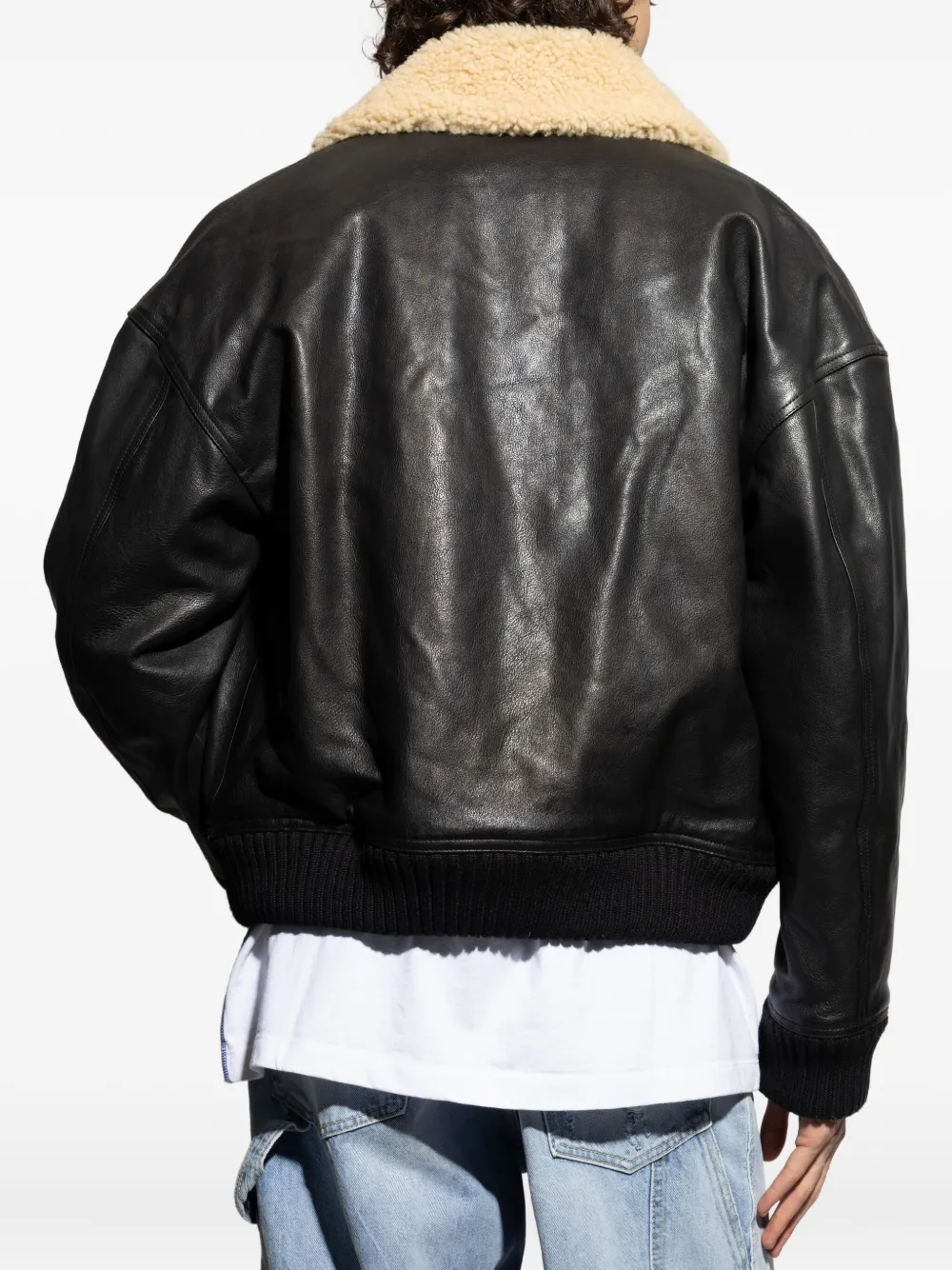 DSQUARED2 Leren bomberjack Zwart
