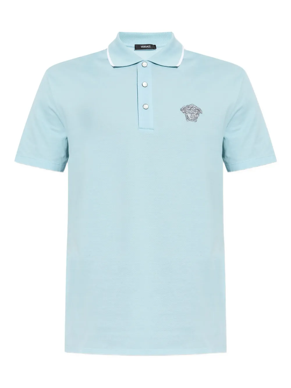 Versace Medusa-embroidered polo shirt Blauw
