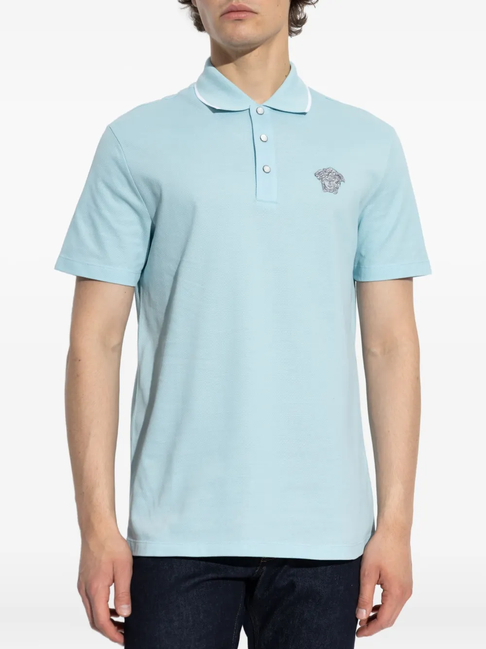 Versace Poloshirt met borduurwerk Blauw