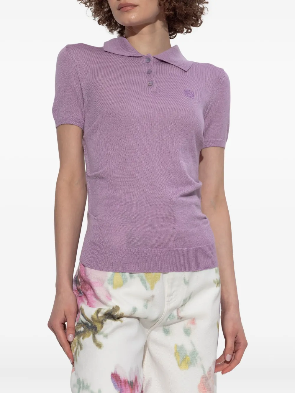 LOEWE Fijngeribbeld poloshirt Paars
