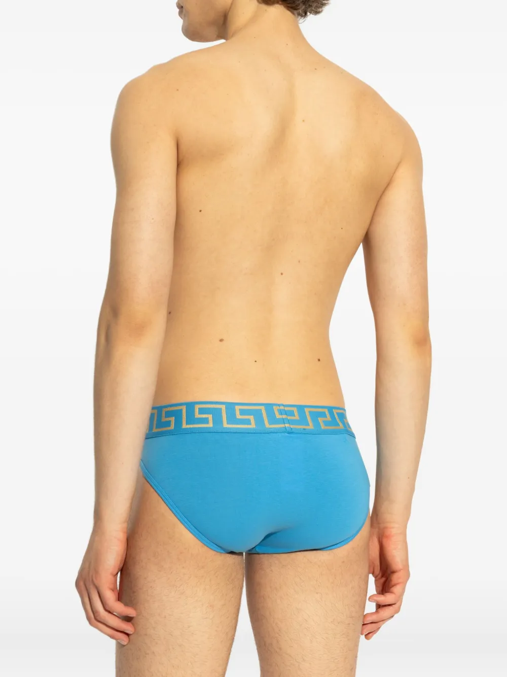 Versace Slip met Greca-tailleband Blauw