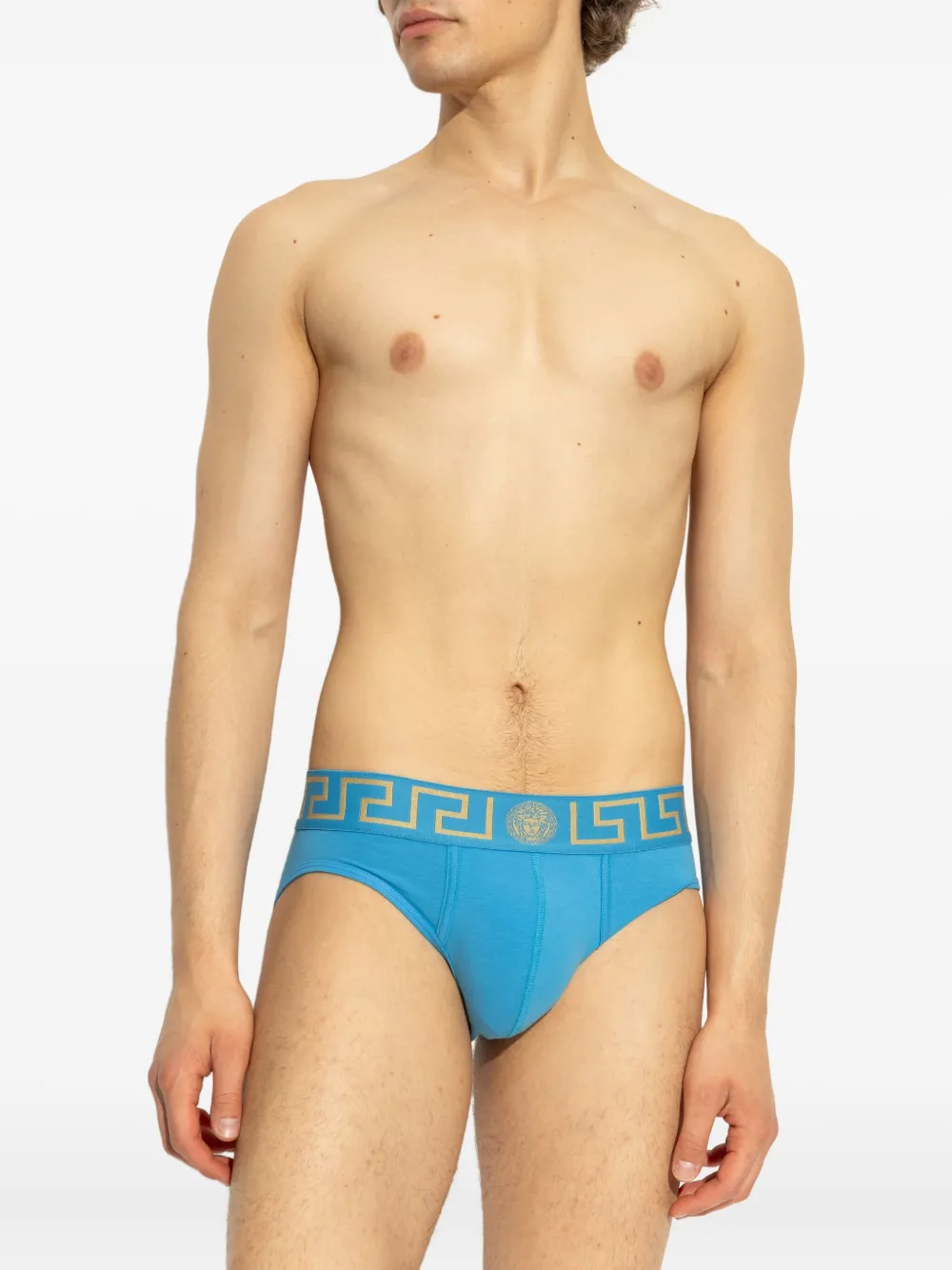 Versace Slip met Greca-tailleband Blauw