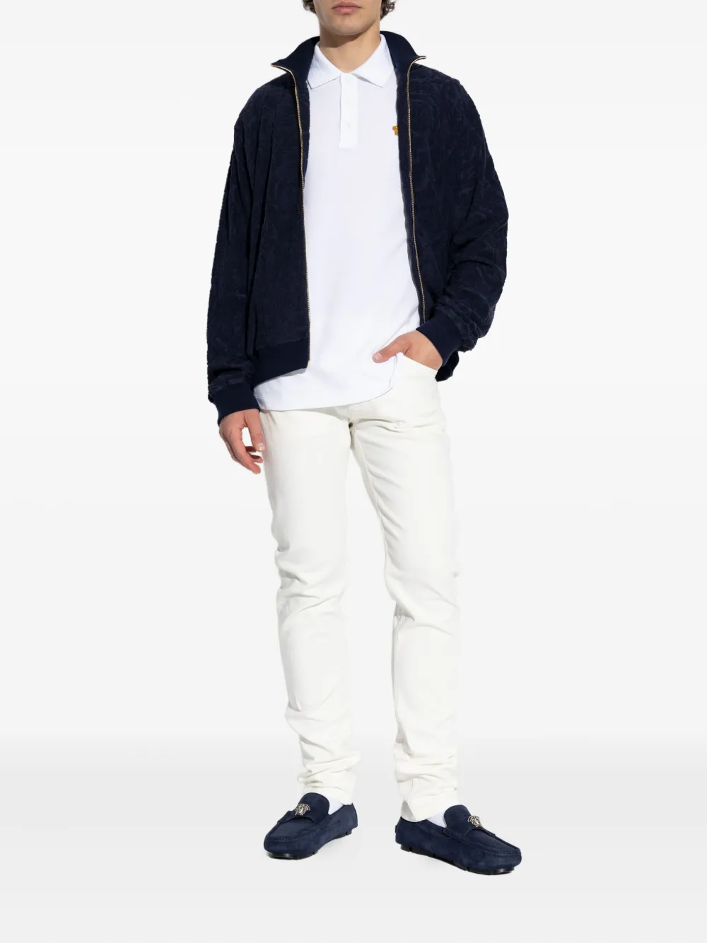 Versace Jack met Barocco-jacquard en rits Blauw