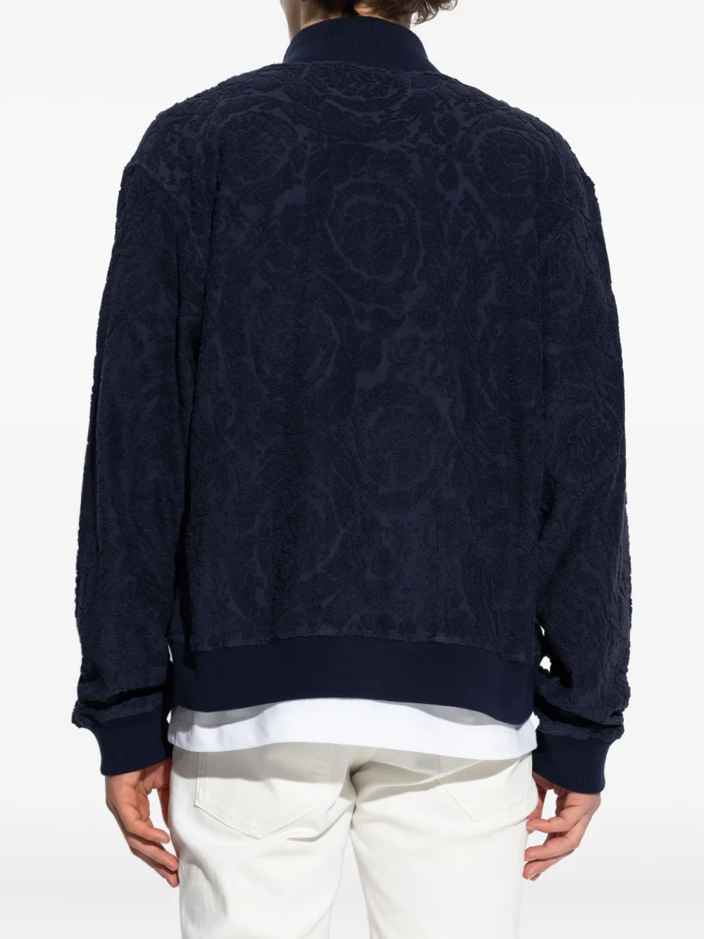 Versace Jack met Barocco-jacquard en rits Blauw