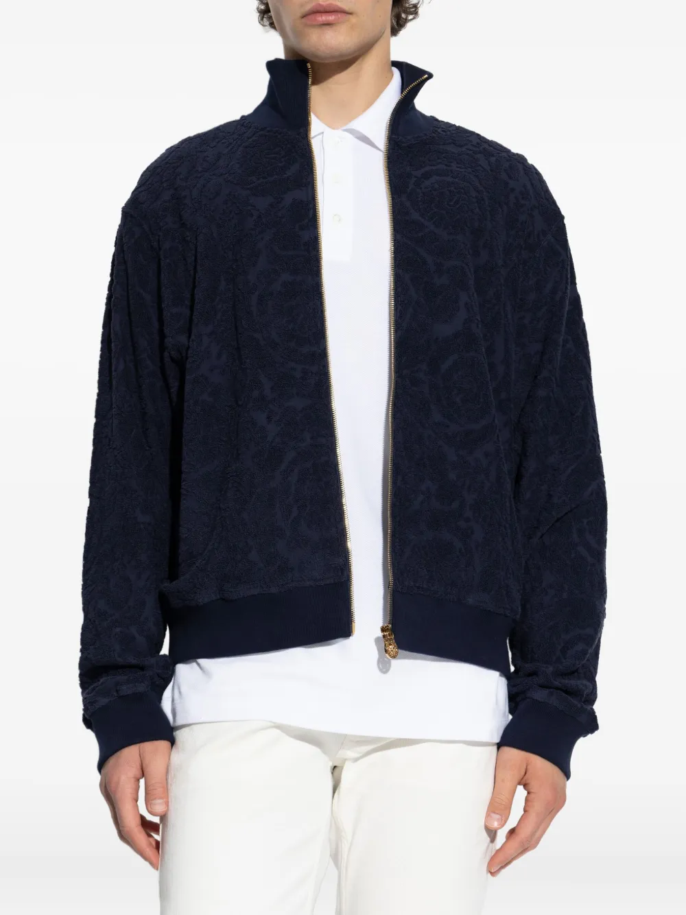Versace Jack met Barocco-jacquard en rits Blauw
