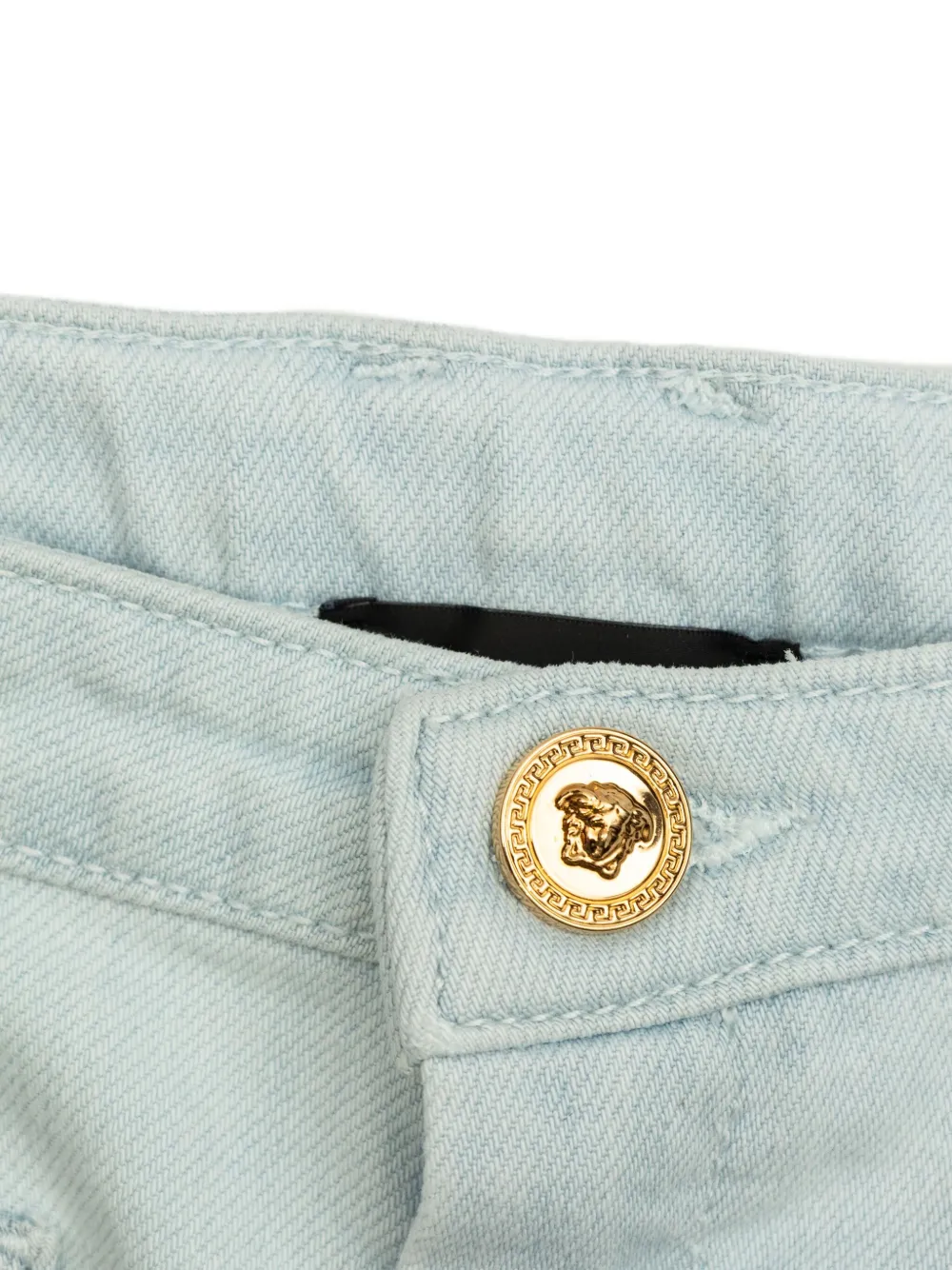 Versace Kids Katoenen jeans met borduurwerk Blauw