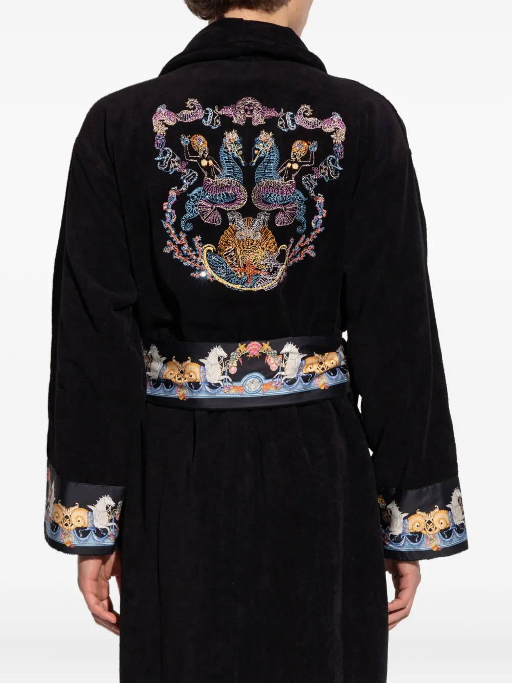 Versace Coral Theatre Robe In Black