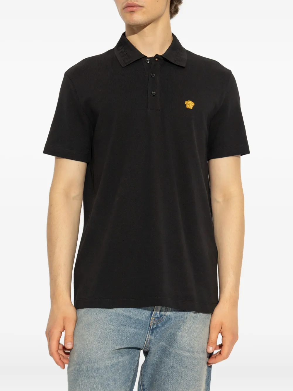 Versace Poloshirt met Medusa-embleem Zwart
