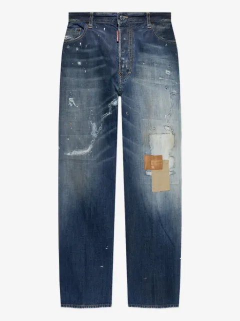 DSQUARED2 褪色效果拼贴设计牛仔裤