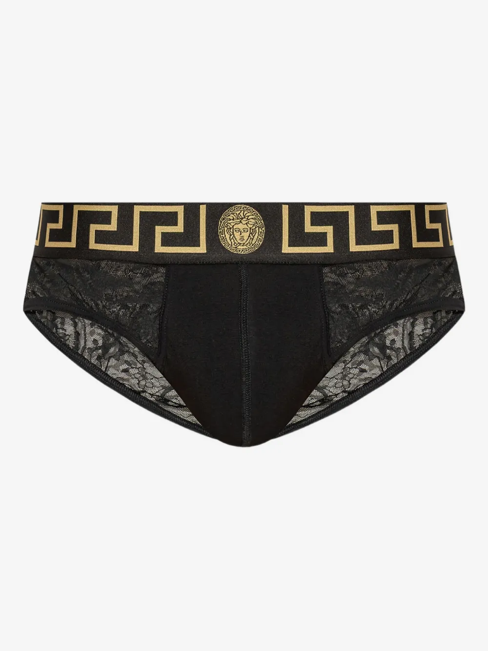 Versace кружевные трусы-брифы с узором Grecca | черный | Image 1