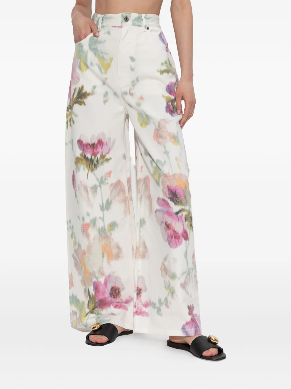 LOEWE Broek met bloemenprint Wit